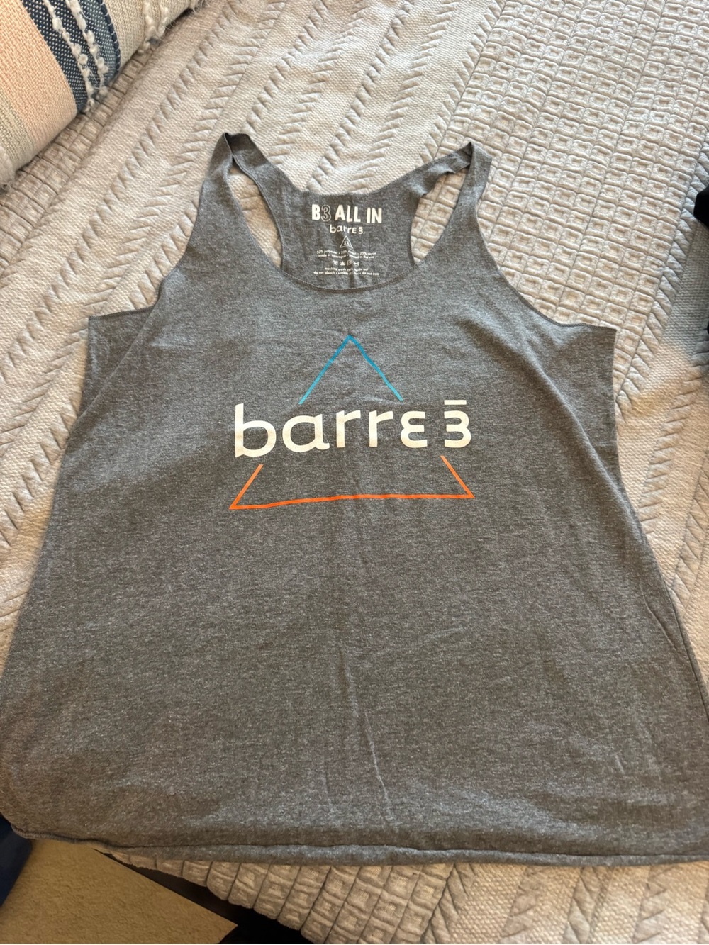 barre3 Women's Gray Logo Racerback Tank — Tri-Accent Graphic